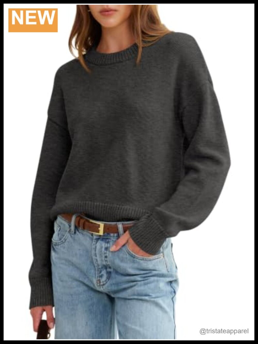 Wool Blend Oversized Pullover Sweater Crewneck Long Sleeve Cozy